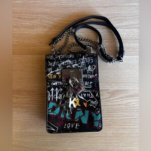 DKNY Black and Red Crossbody Phone Bag